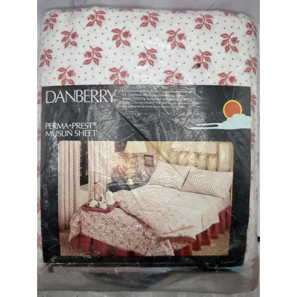 Vintage Danberry Perma-Prest Muslin Queen Size Flat Sheet